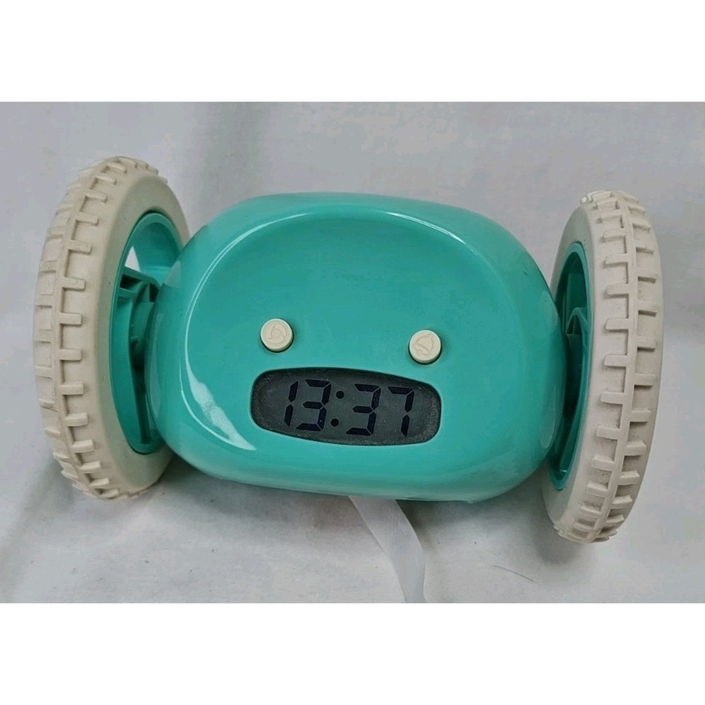 Robot‎ Clocky Alarm Clock Aqua Tested works great! Fun Gift Obnoxious Wake up